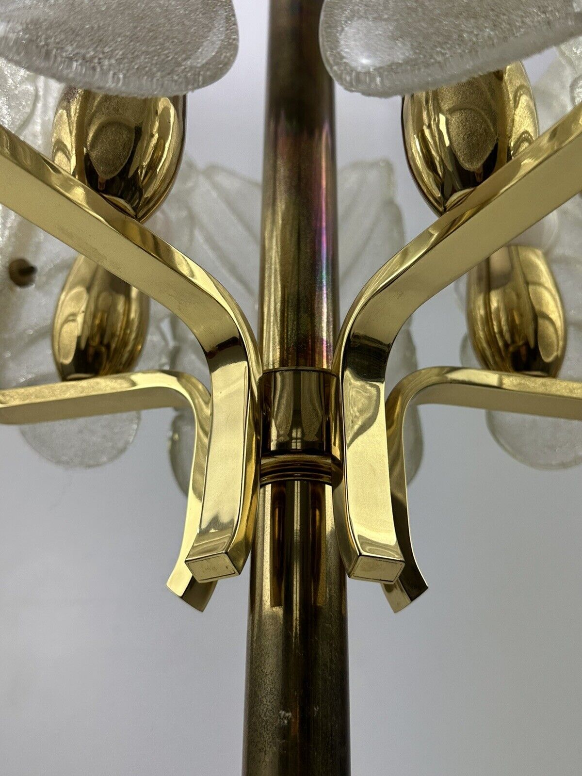 JBS Joseph Brumberg Sundern Eisglasblatt Messing Lampe Tischlampe 60er
