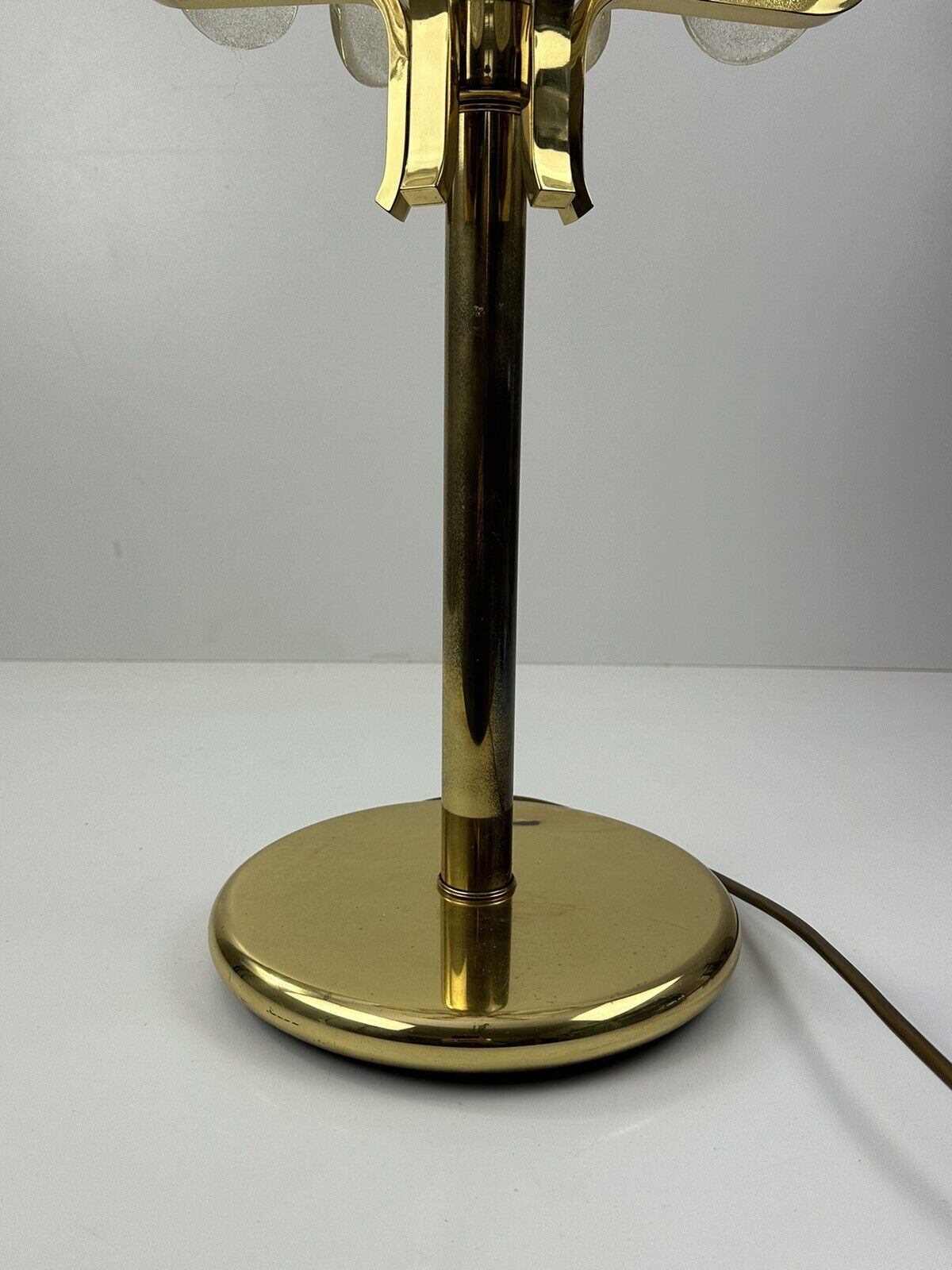 JBS Joseph Brumberg Sundern Eisglasblatt Messing Lampe Tischlampe 60er